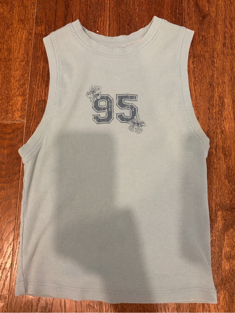 NOBO Light Blue Ribbed Tank Top with '95' Graphic